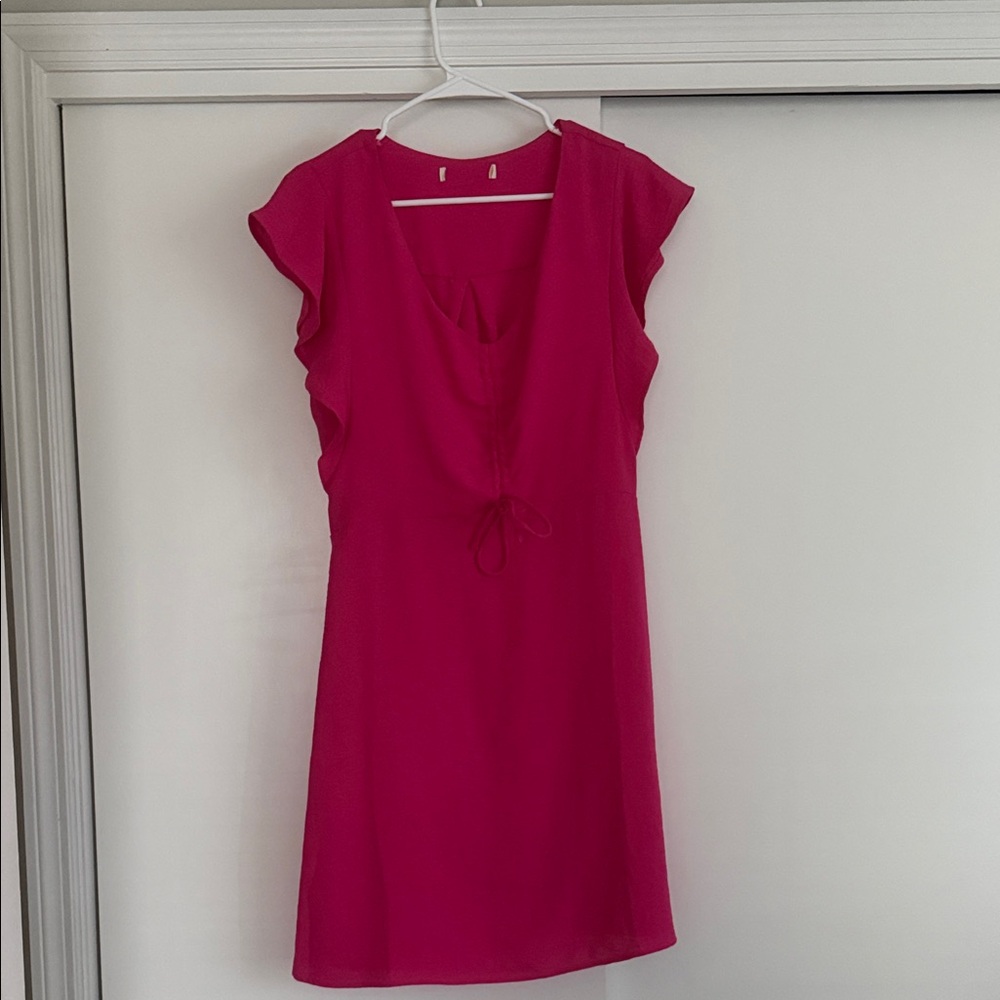 Women's Fuchsia Tie-Front Dress